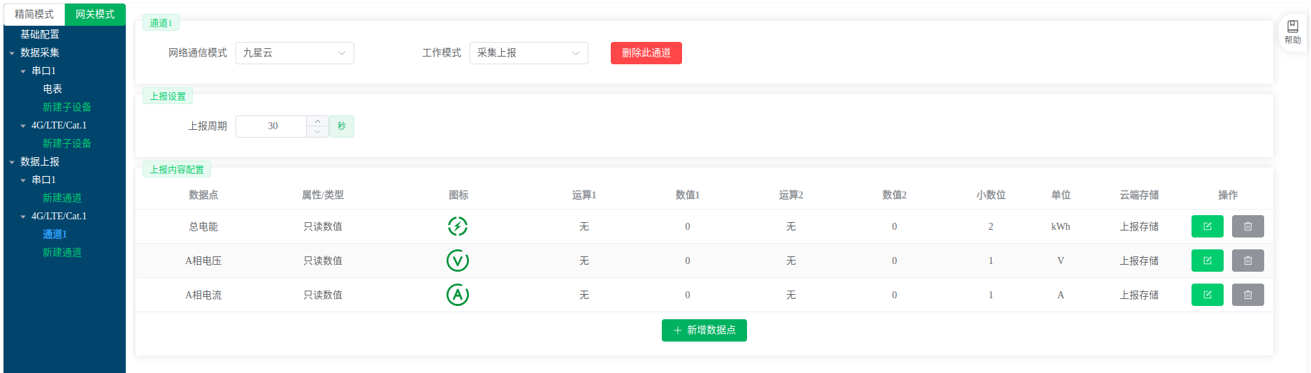 上报配置