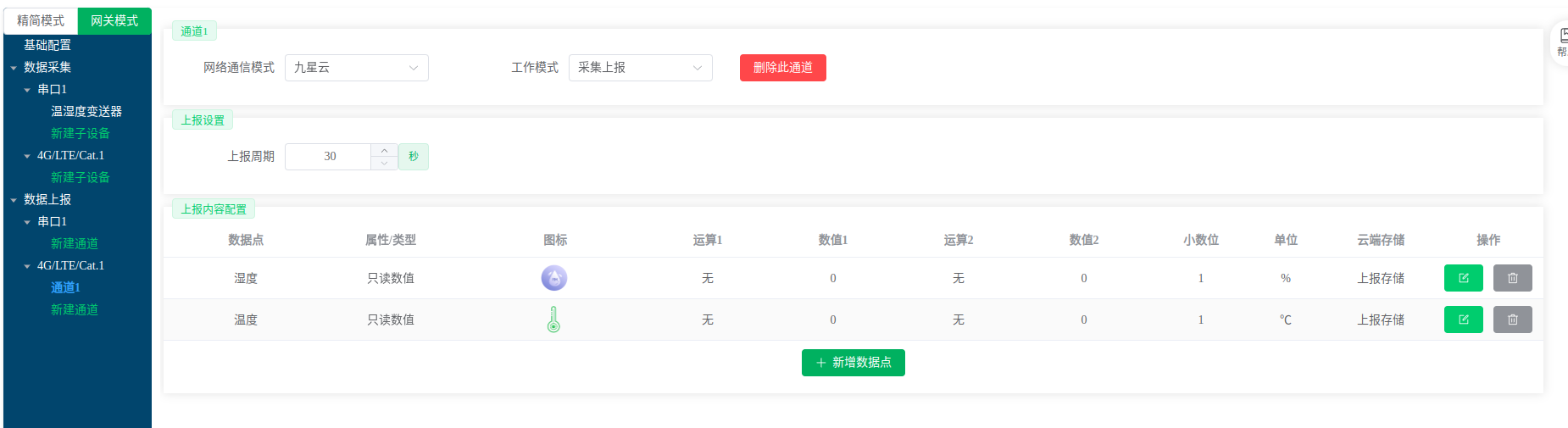 上报配置